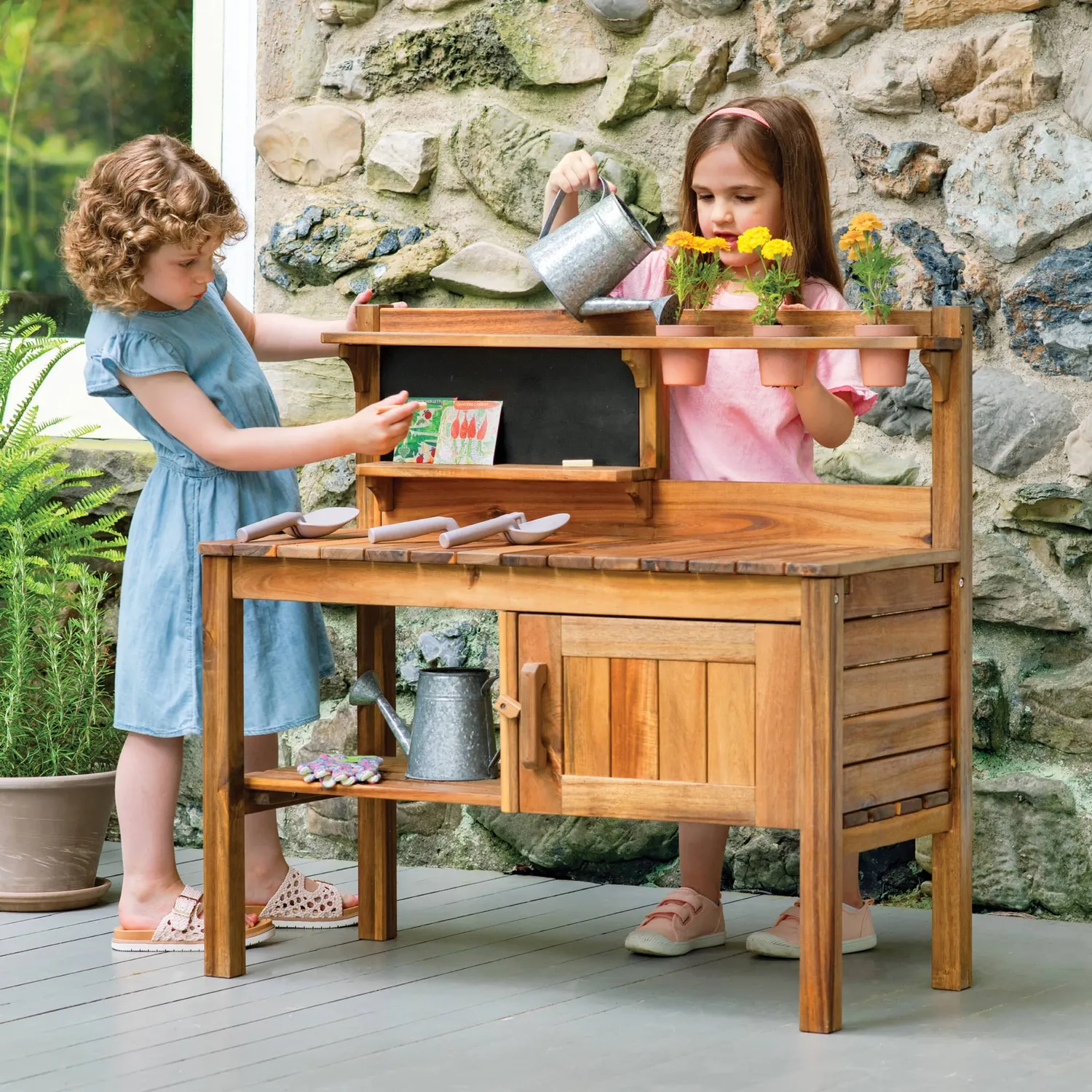 Martha Stewart Kids Potting Bench planttafel acacia met gereedschap