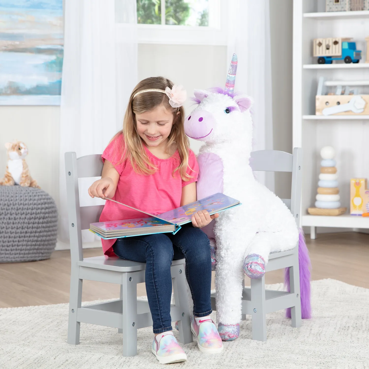 Melissa & Doug Child's Wooden Chair Pair kinderstoelen 2 stuks grijs