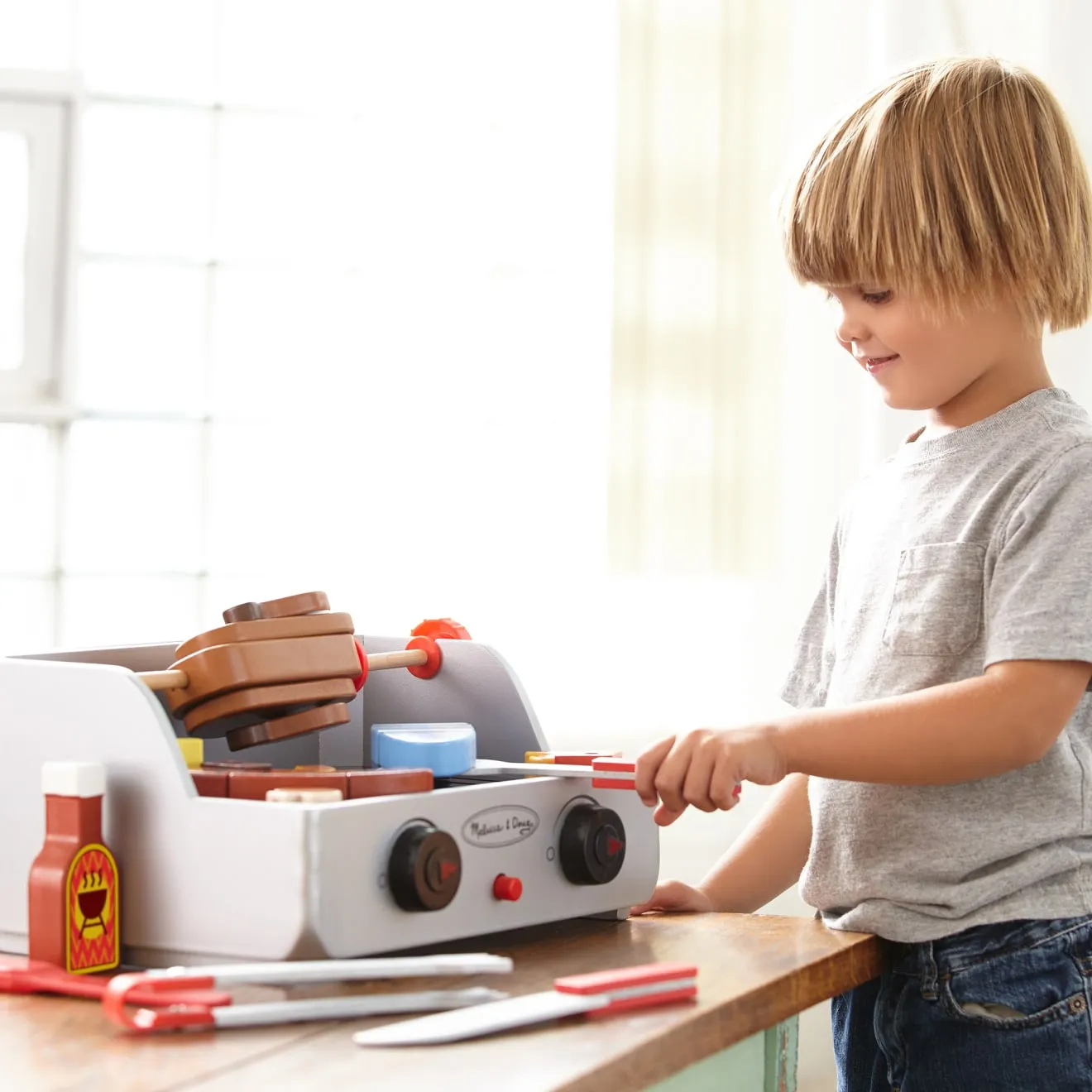 Melissa & Doug Rotisserie & Grill barbecue speelgoed hout 24-delig