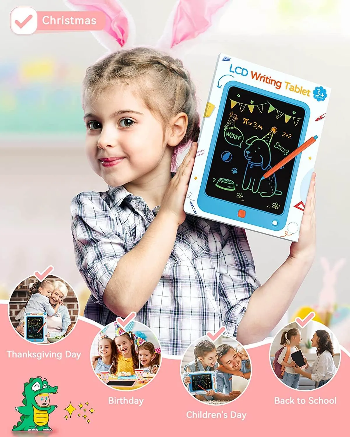 KOKODI tekentablet 10 inch blauw uitwisbaar voor kids