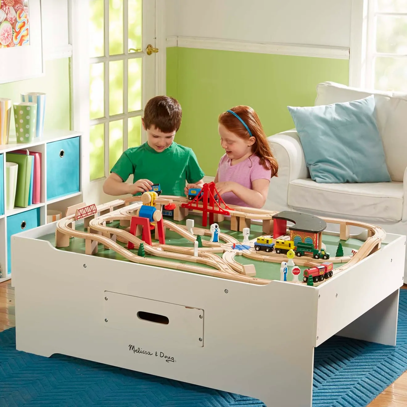 Melissa & Doug Multi-Activity houten treintafel met lade
