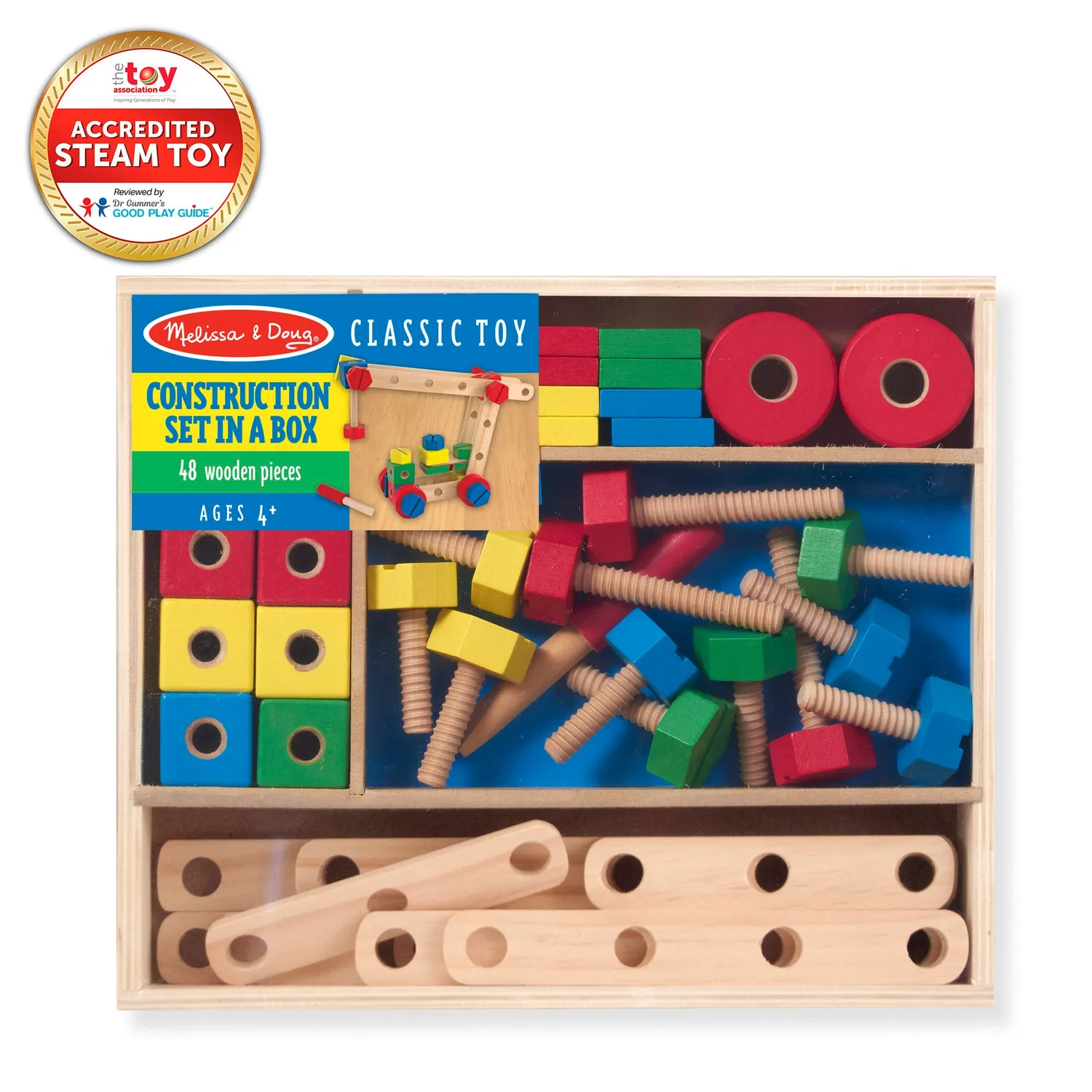 Melissa & Doug Construction Set in a Box bouwset 48-delig hout