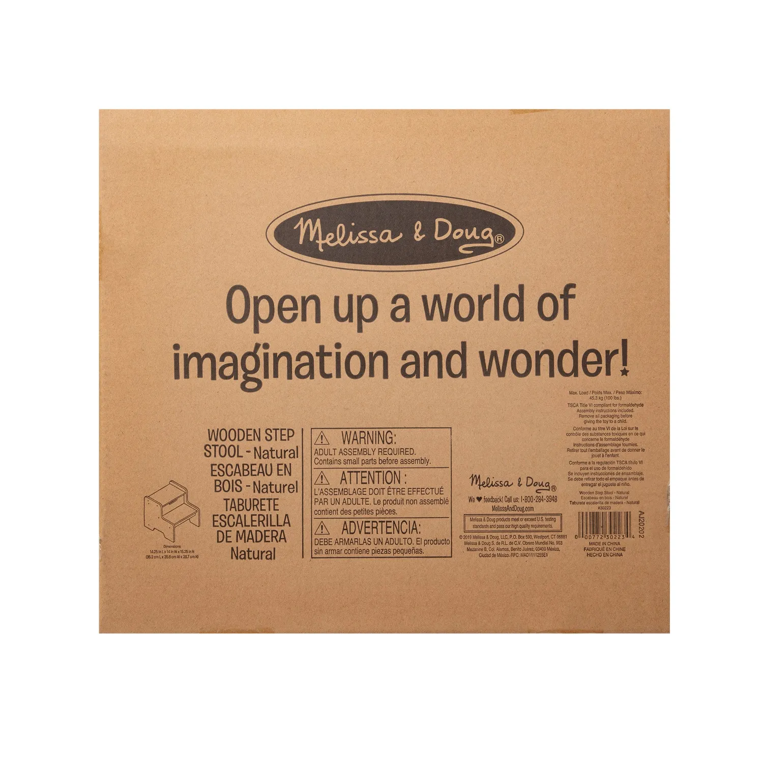 Melissa & Doug Wooden Step Stool opstapje naturel 2 treden hout
