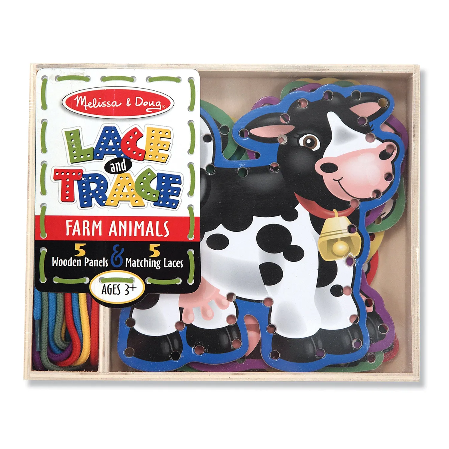 Melissa & Doug Lace & Trace Farm rijgspel hout 5-delig
