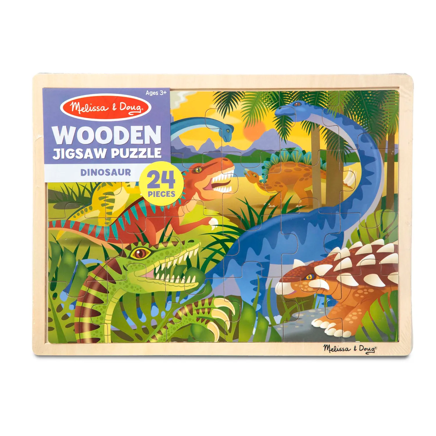 Melissa & Doug Dinosaur houten puzzel 24 stukjes dino