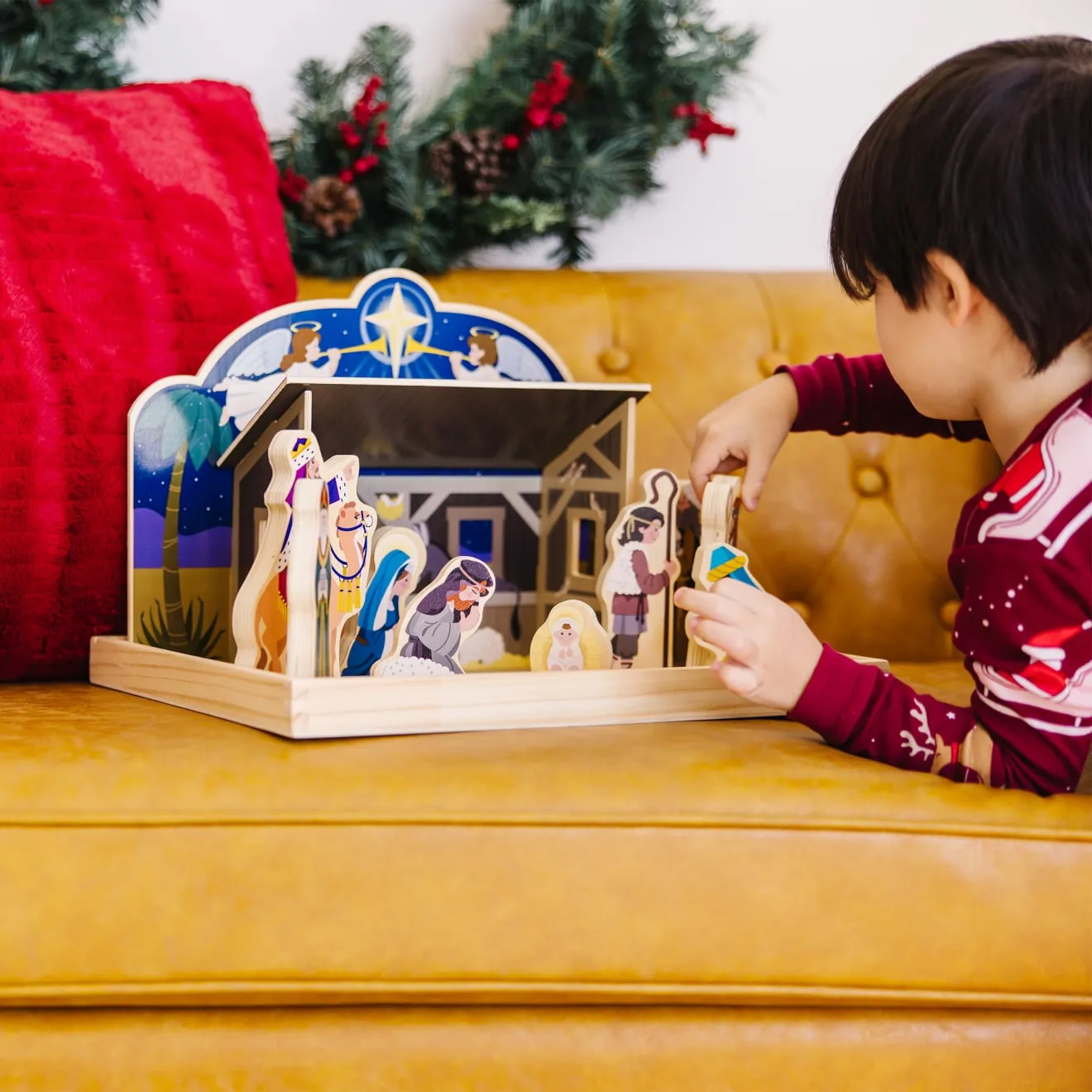 Melissa & Doug houten kerststal 15-delig kindvriendelijk