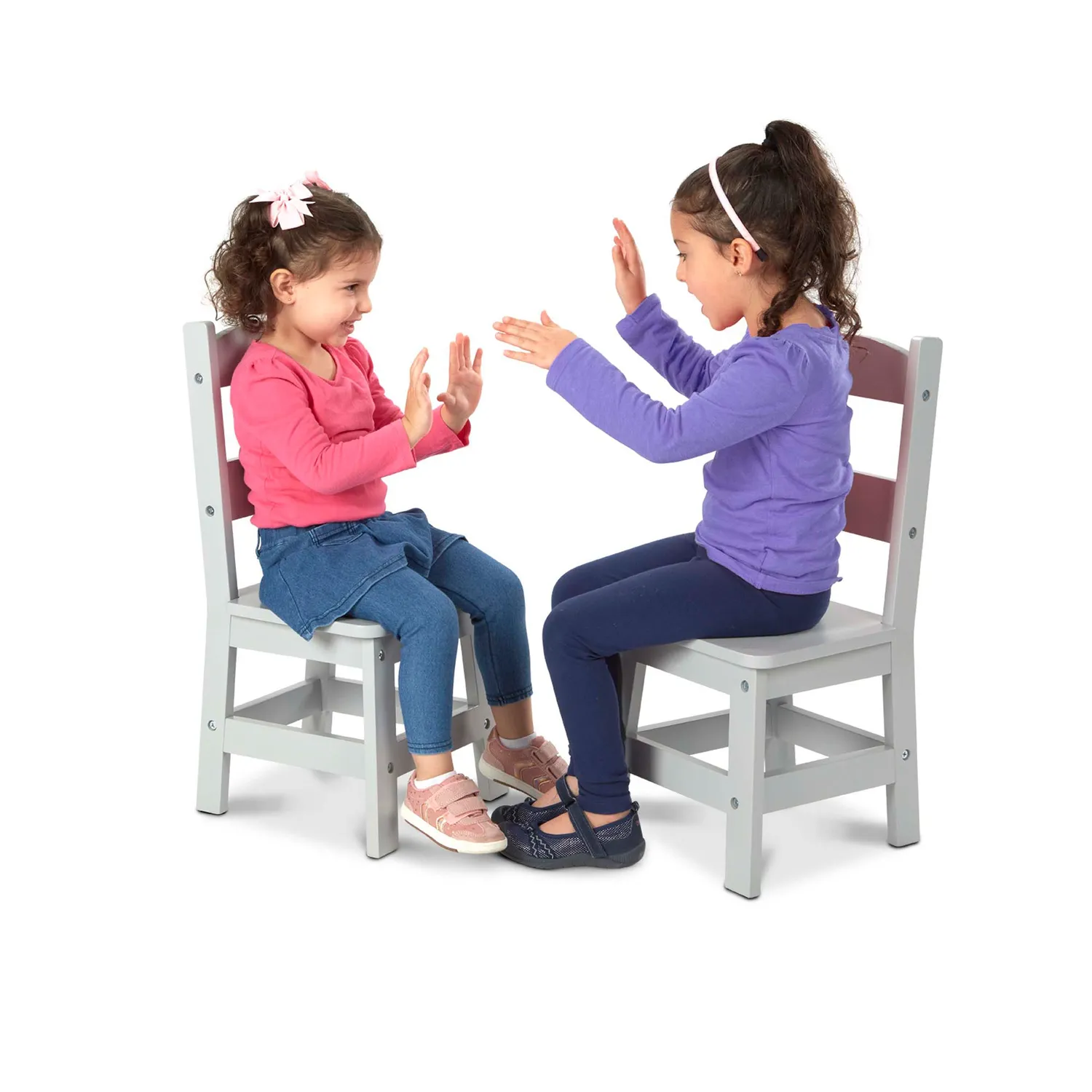 Melissa & Doug Child's Wooden Chair Pair kinderstoelen 2 stuks grijs