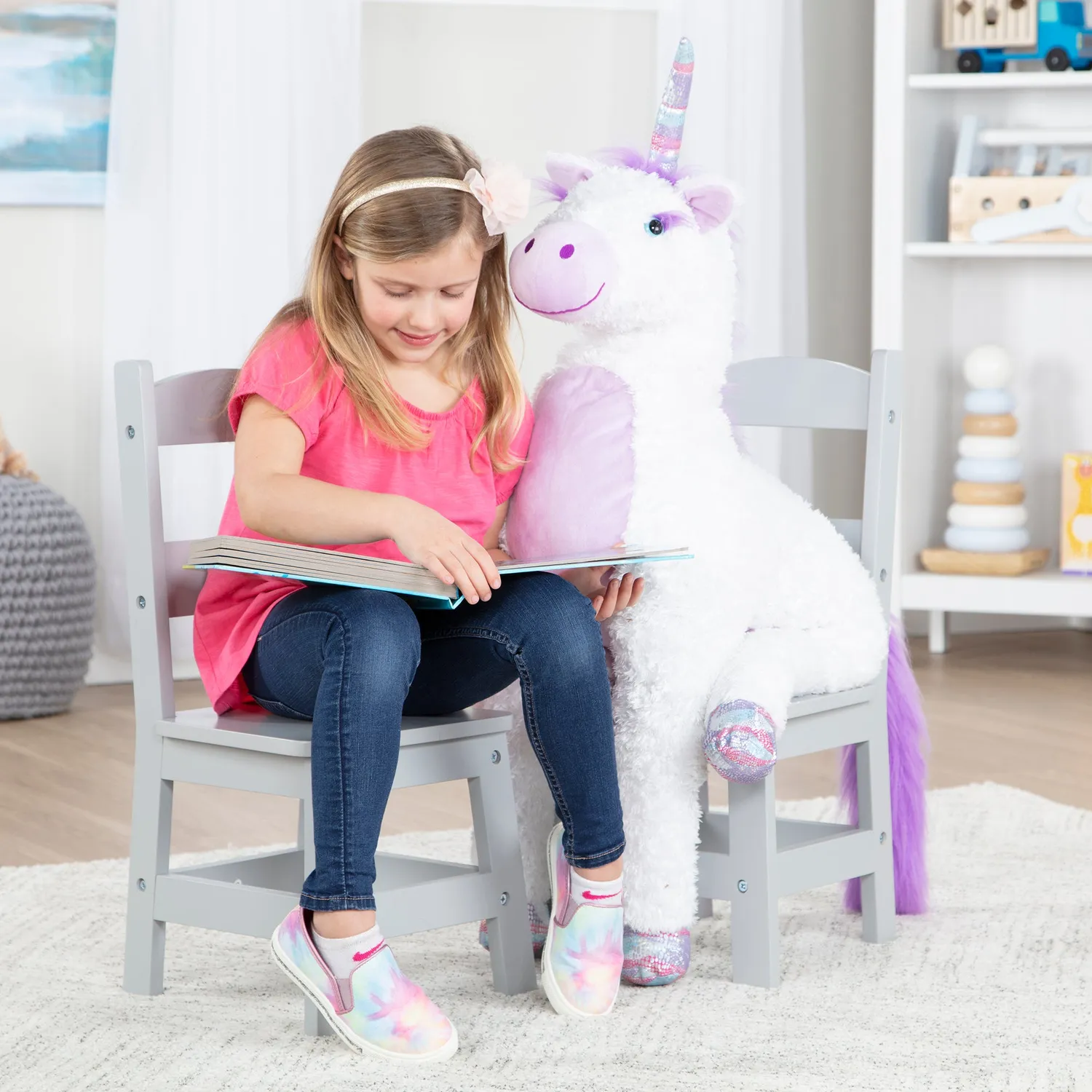 Melissa & Doug Child's Wooden Chair Pair kinderstoelen 2 stuks grijs
