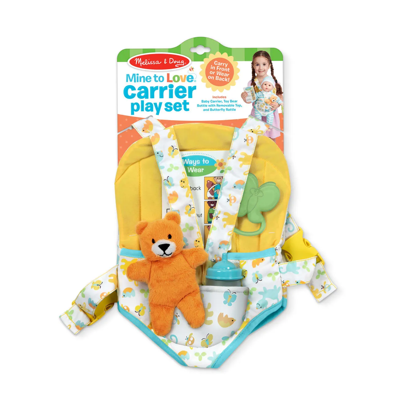 Melissa & Doug Mine to Love draagzak poppenset met knuffel