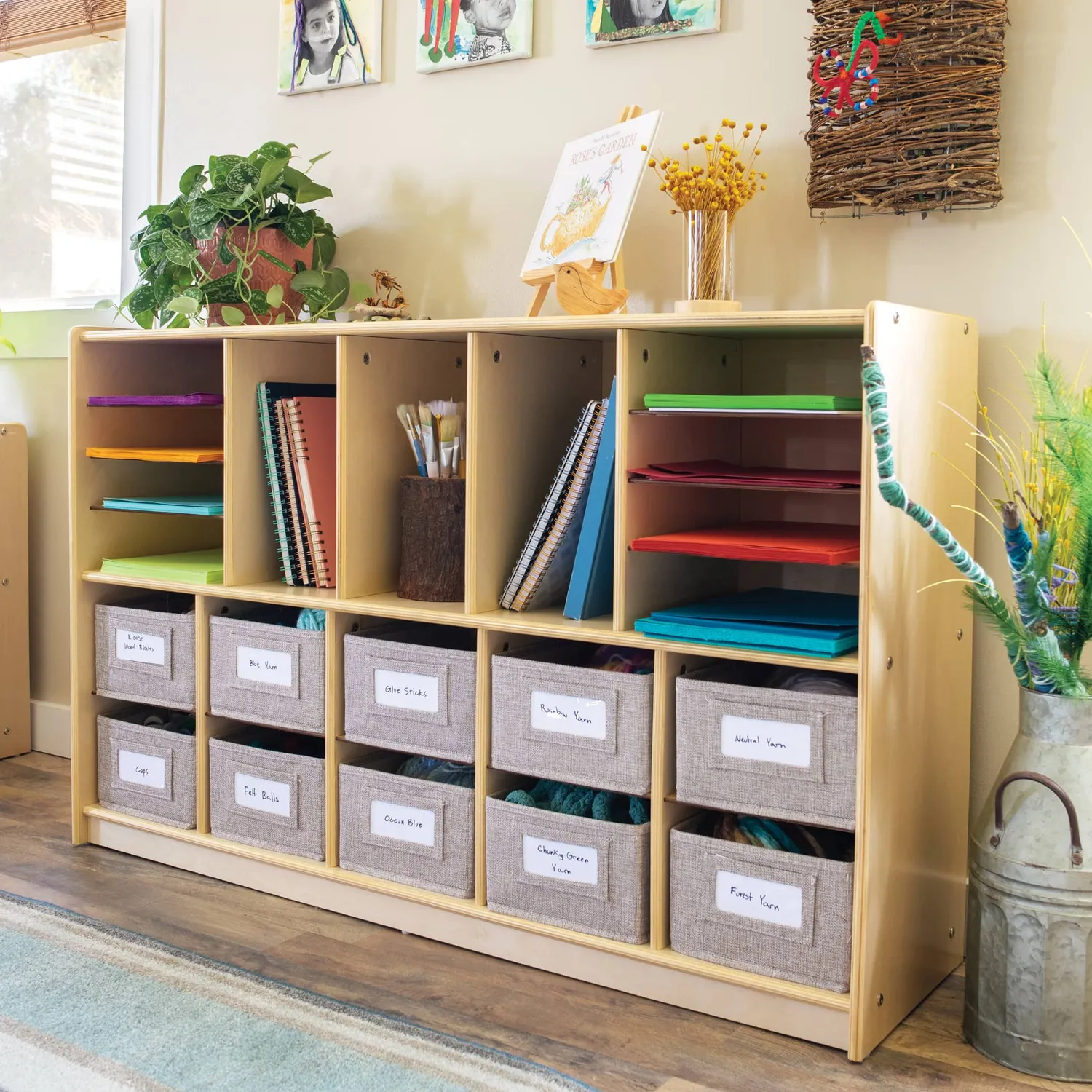 Guidecraft EdQ Shelves and 10 Bin Storage Unit 30" opbergkast 10 bakken