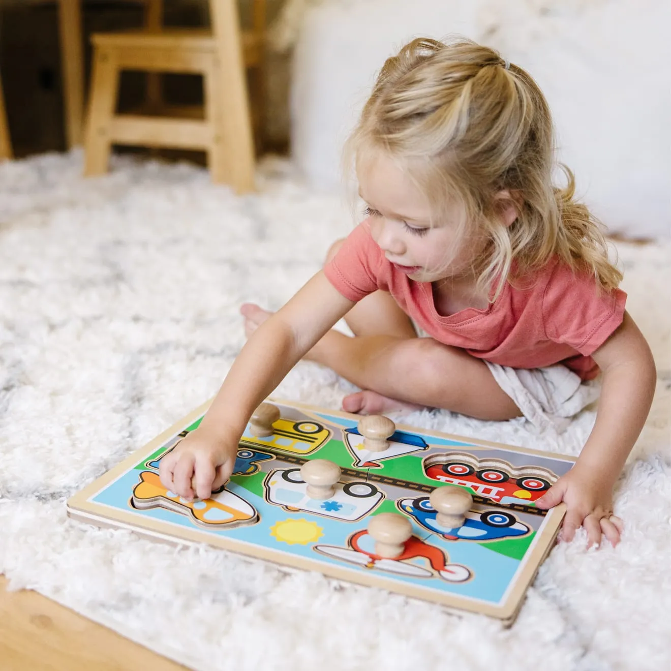 Melissa & Doug Vehicles Jumbo Knob puzzel houten 8 stukjes