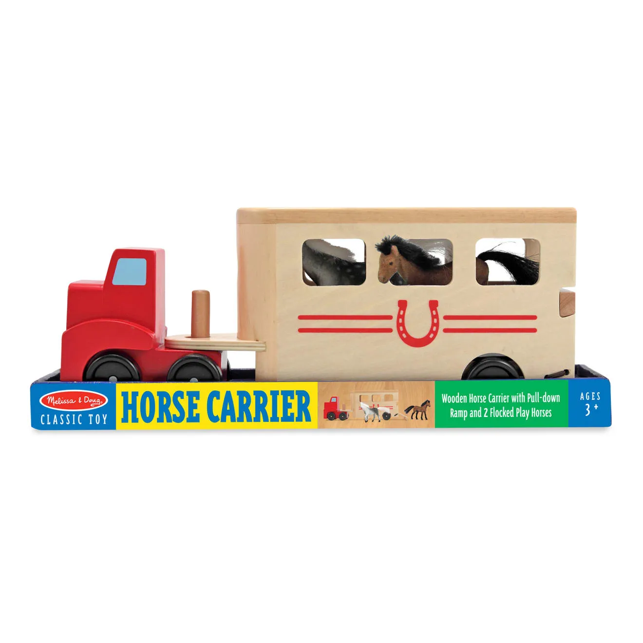 Melissa & Doug Horse Carrier houten speelset paardentrailer 2 paarden