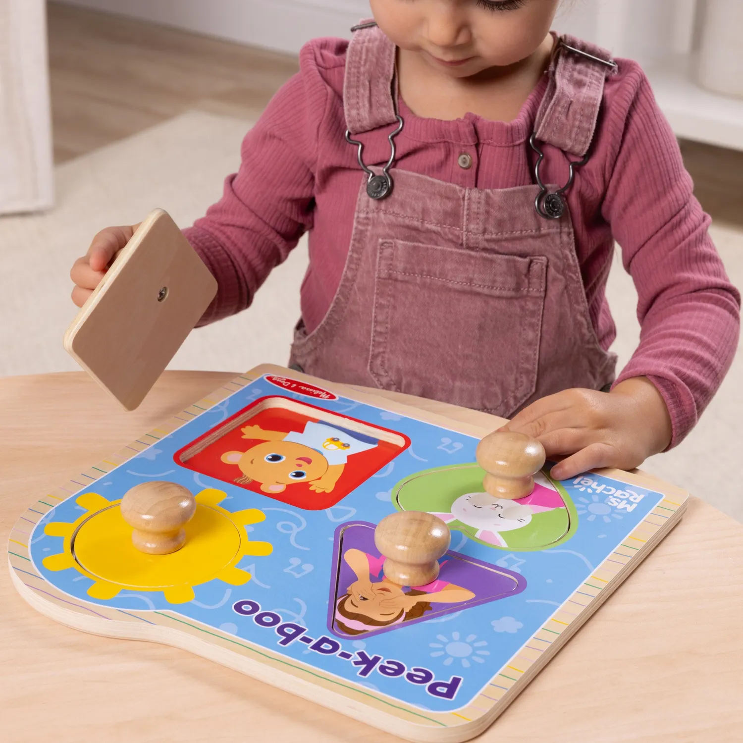 Melissa & Doug Ms Rachel Peek-a-Boo puzzel 4 stuks houten