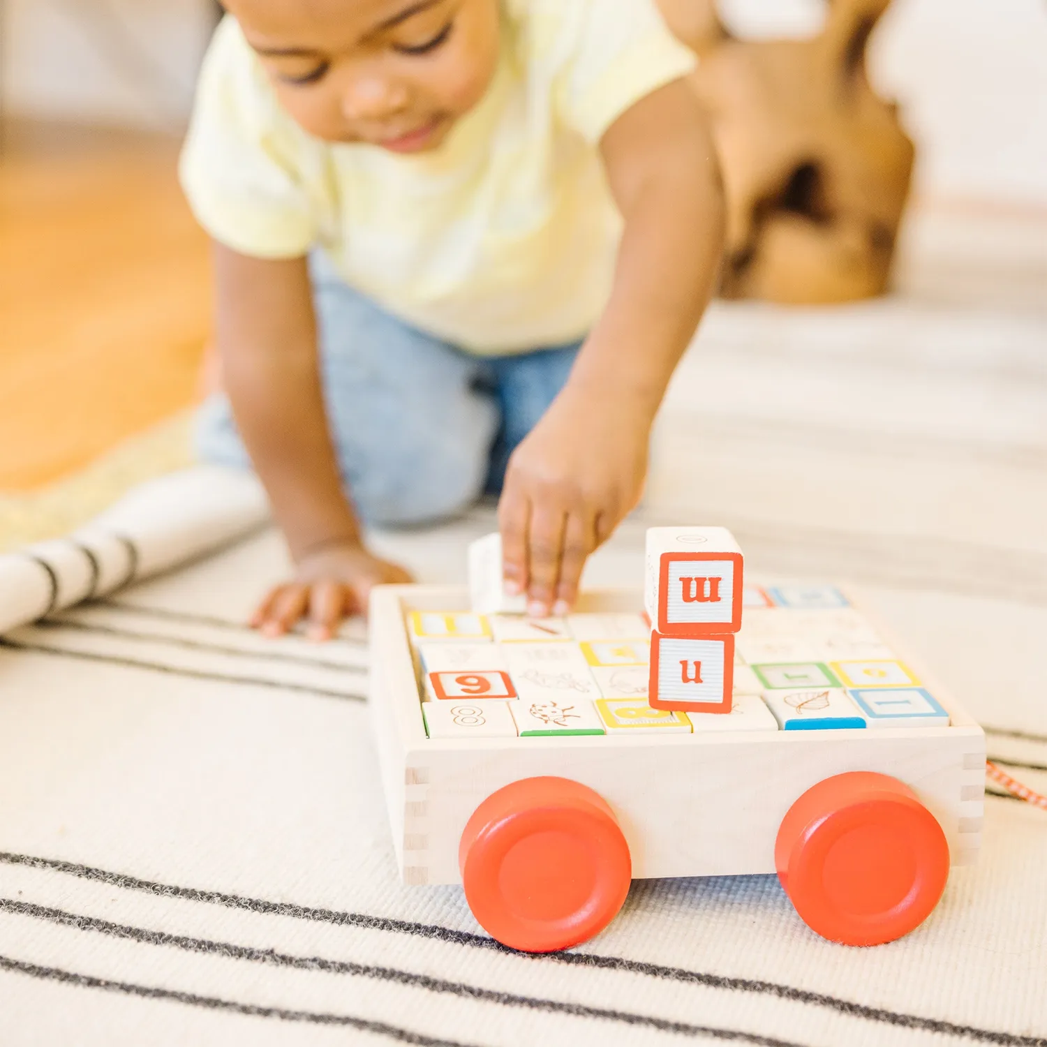 Melissa & Doug Classic ABC Block Cart blokkenkar 30 st hout
