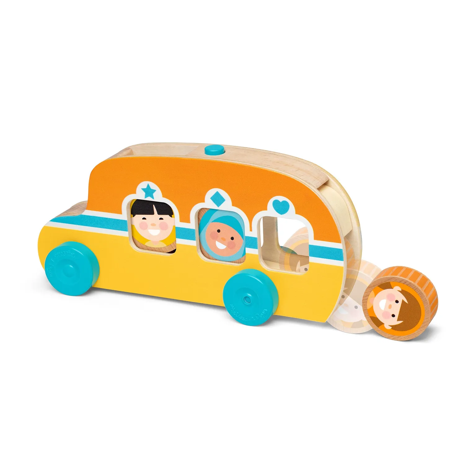 Melissa & Doug GO Tots Roll & Ride Bus houten speelgoedbus