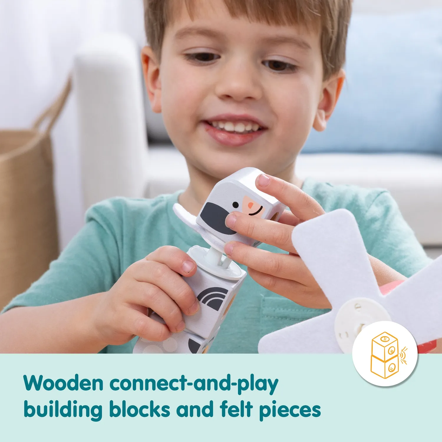 Melissa & Doug Blockables Farm Friends bouwset 16-delig