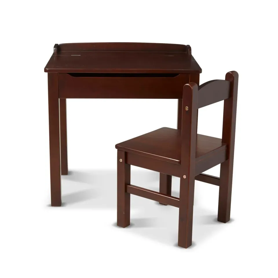 Melissa & Doug Child's Lift-Top kinderbureau espresso met stoel