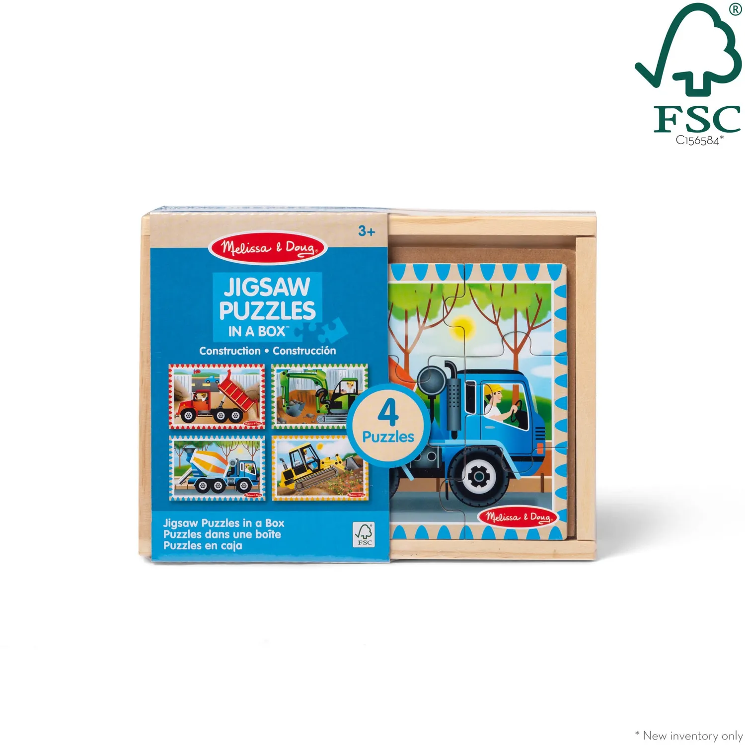 Melissa & Doug Construction houten puzzel 4x12 stukjes voertuigen