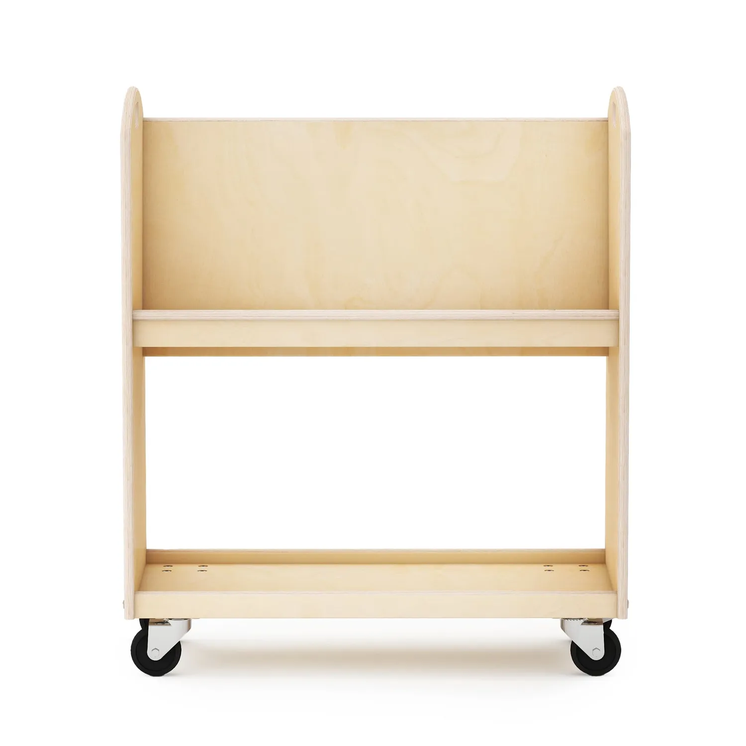 EdQ Book Cart houten boekenkar verrijdbaar met 2 vakken
