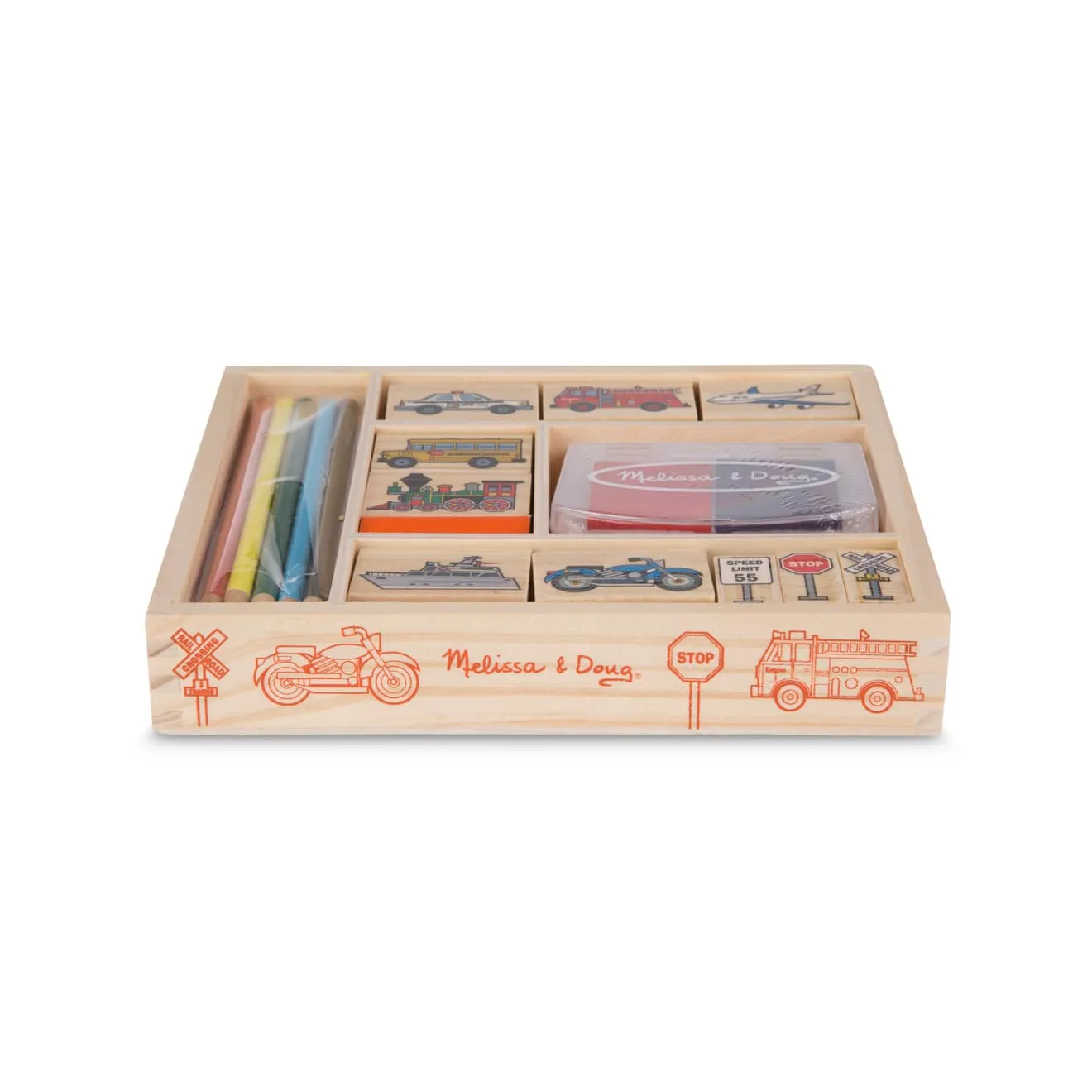 Melissa & Doug Vehicles stempelset voertuigen met inktkussen