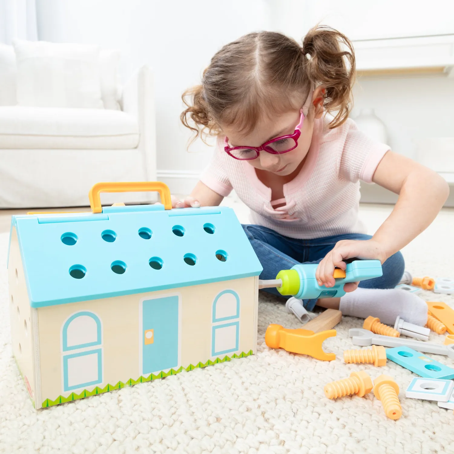 Melissa & Doug Build A House gereedschapskist 55-delig houten