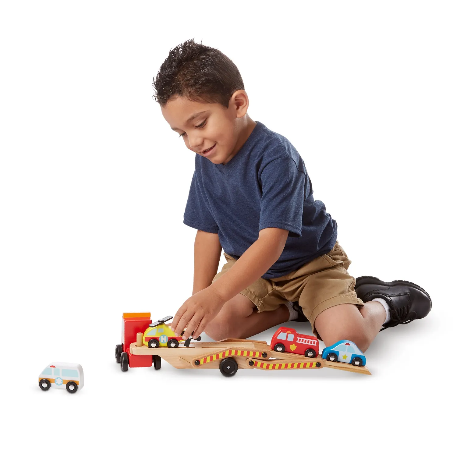 Melissa & Doug Emergency Vehicle Carrier autotransporter hulp