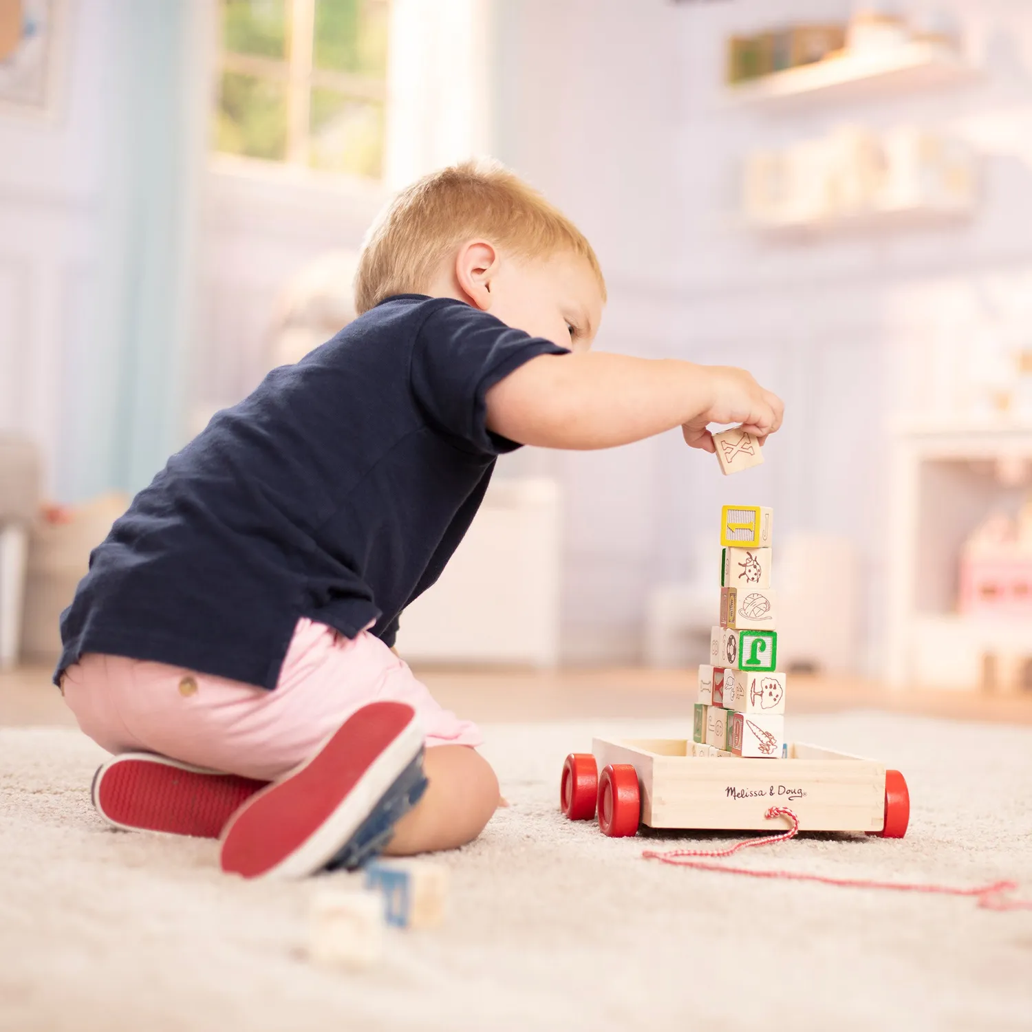 Melissa & Doug Classic ABC Block Cart blokkenkar 30 st hout
