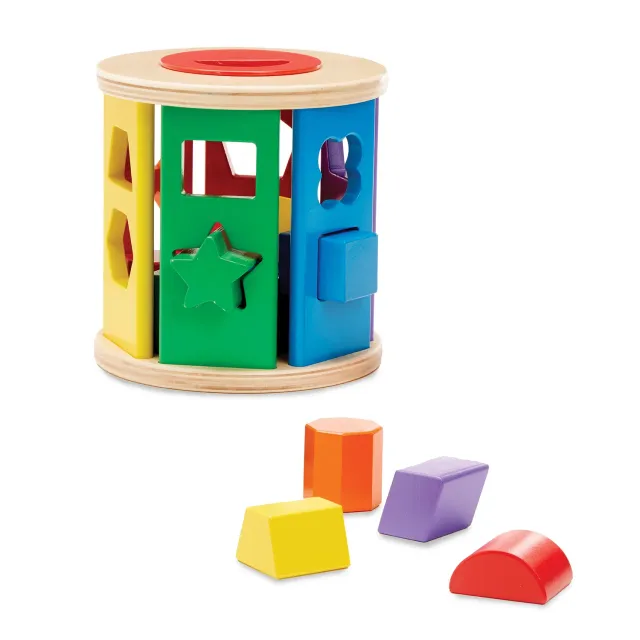 Melissa & Doug Match and Roll vormenstoof hout 12 vormen