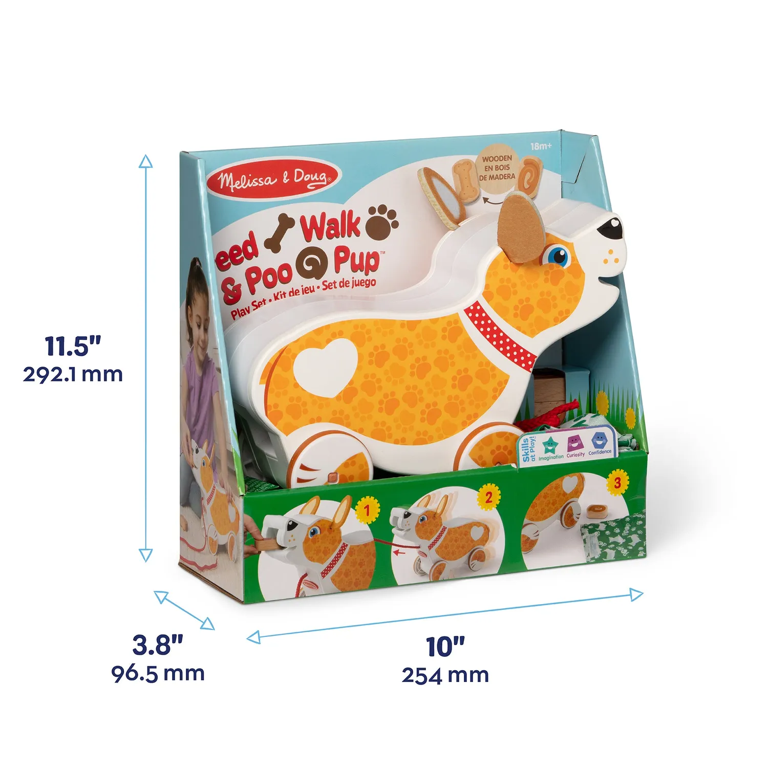 Melissa & Doug Feed Walk Poo Pup trekhond hout 18 maanden
