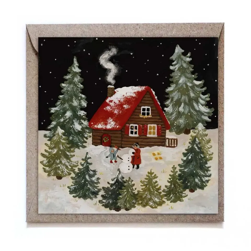 Ginger Fairy Winter wonderland wenskaart vierkant