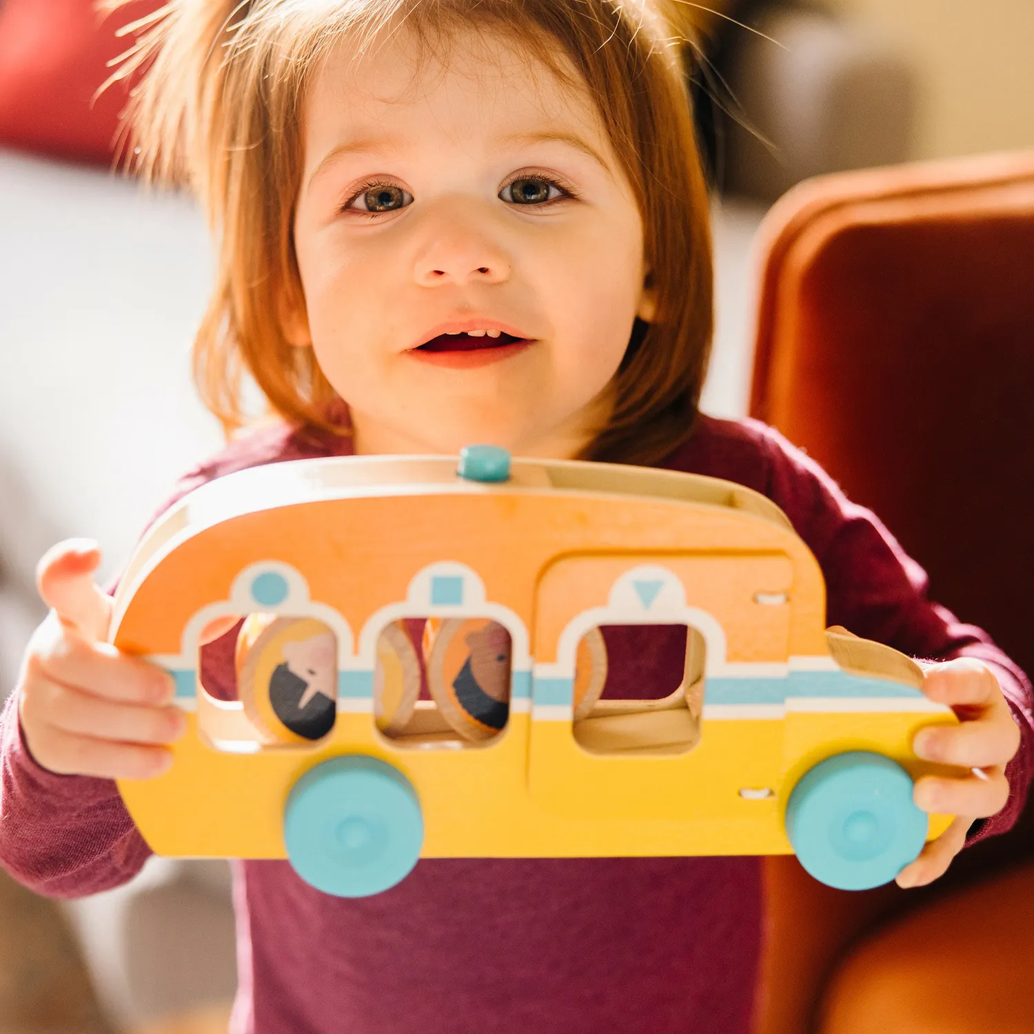 Melissa & Doug GO Tots Roll & Ride Bus houten speelgoedbus