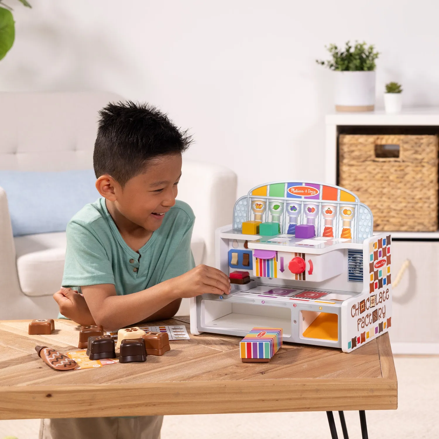 Melissa & Doug Wooden Chocolate Factory speelset chocolaatjes hout