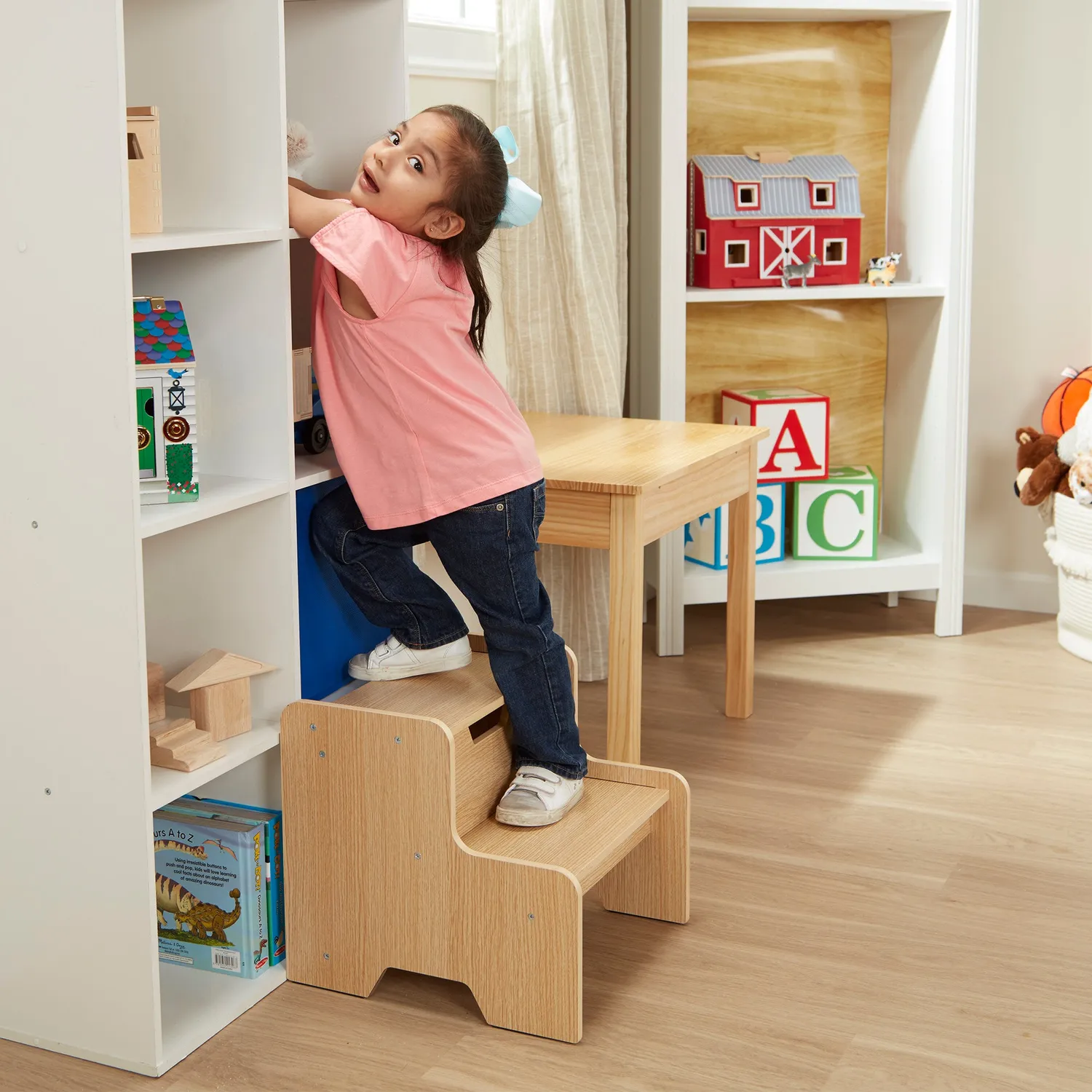 Melissa & Doug Wooden Step Stool opstapje naturel 2 treden hout