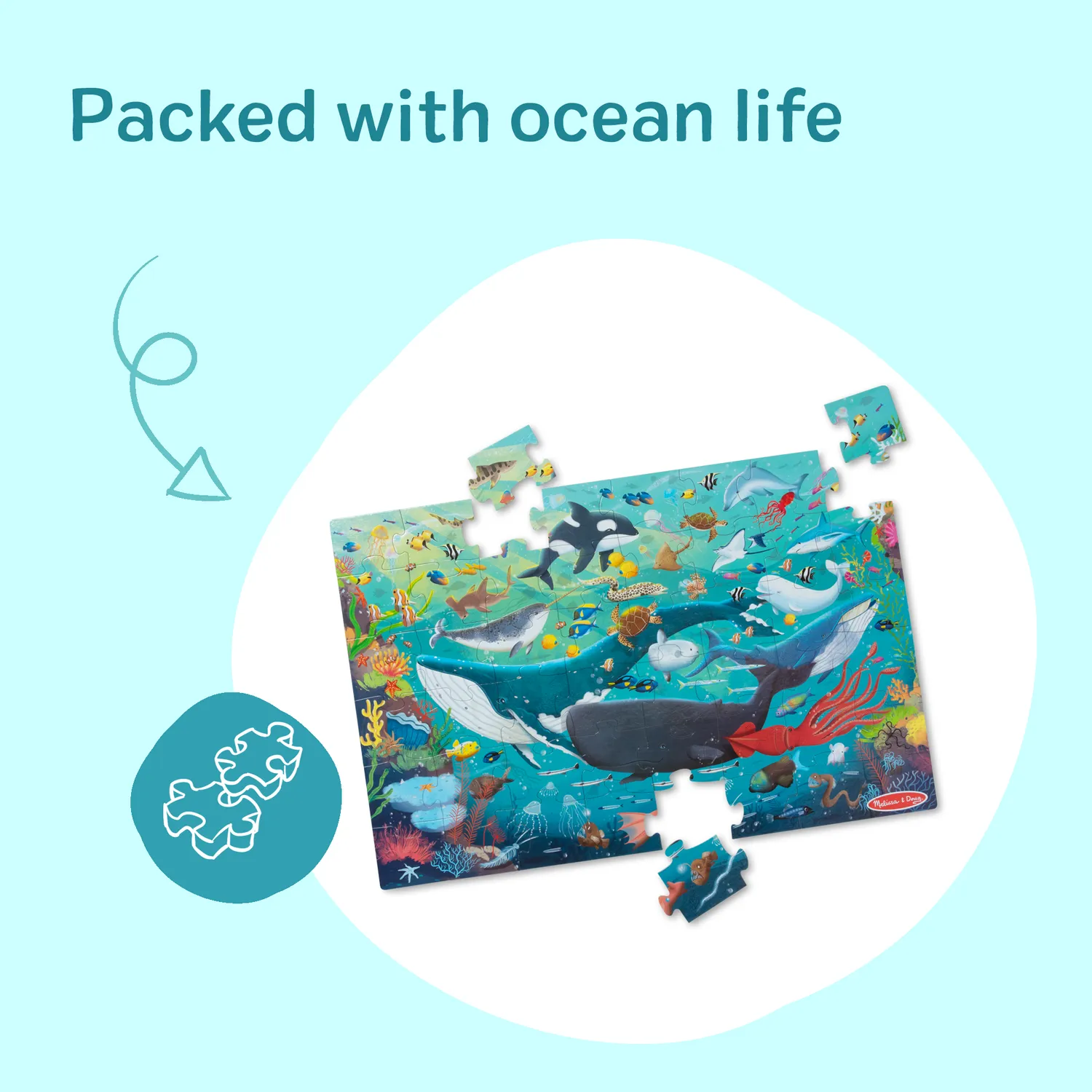 Melissa & Doug Underwater vloerpuzzel 48 stukjes zeedieren
