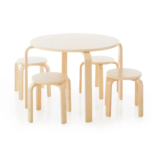 Guidecraft Nordic Peuter Tafel met Krukken Set Grijs Stapelbaar