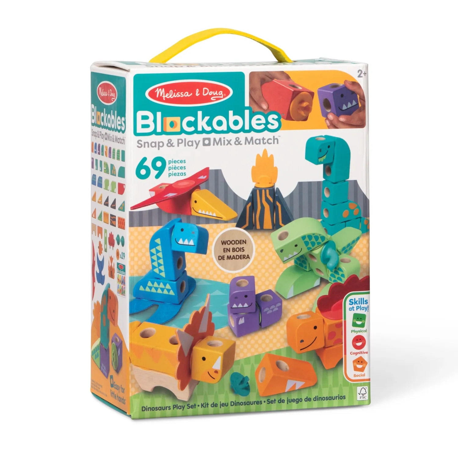 Melissa & Doug Blockables Dinosaur bouwset hout dino