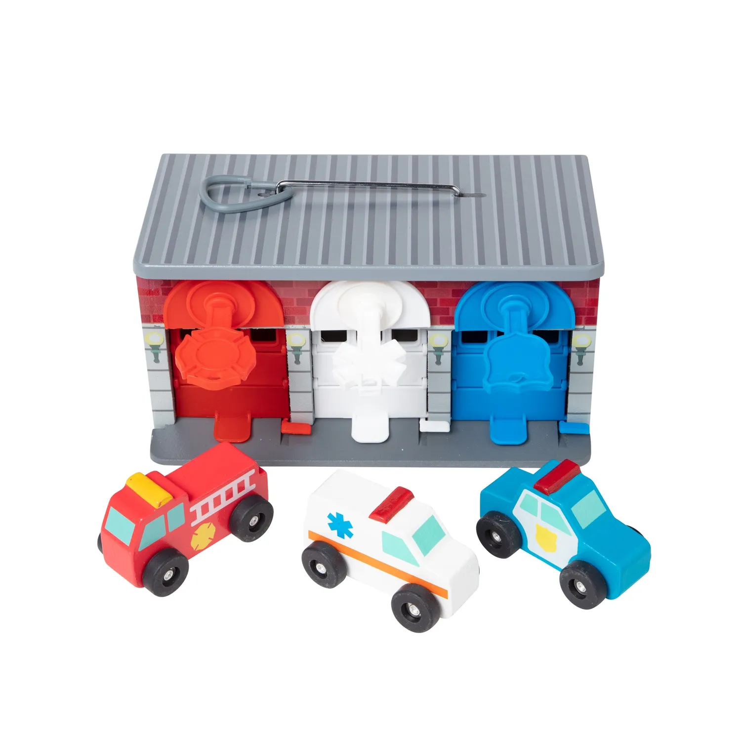Melissa & Doug Keys Cars Rescue Garage speelgoedgarage 3 autos