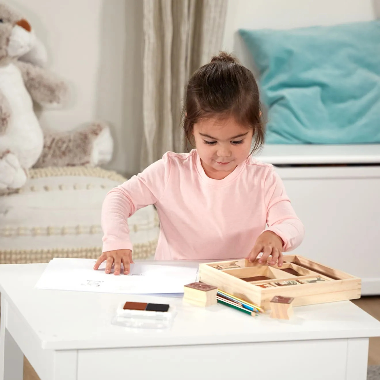 Melissa & Doug Houten Stempelset Paarden met inktpad