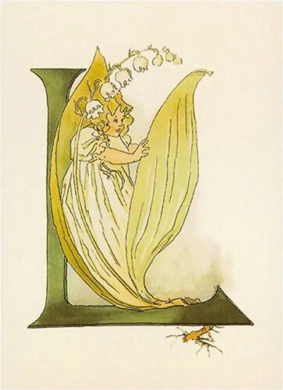 Ginger Fairy Ottilia Adelborg L kaart bloemenalfabet