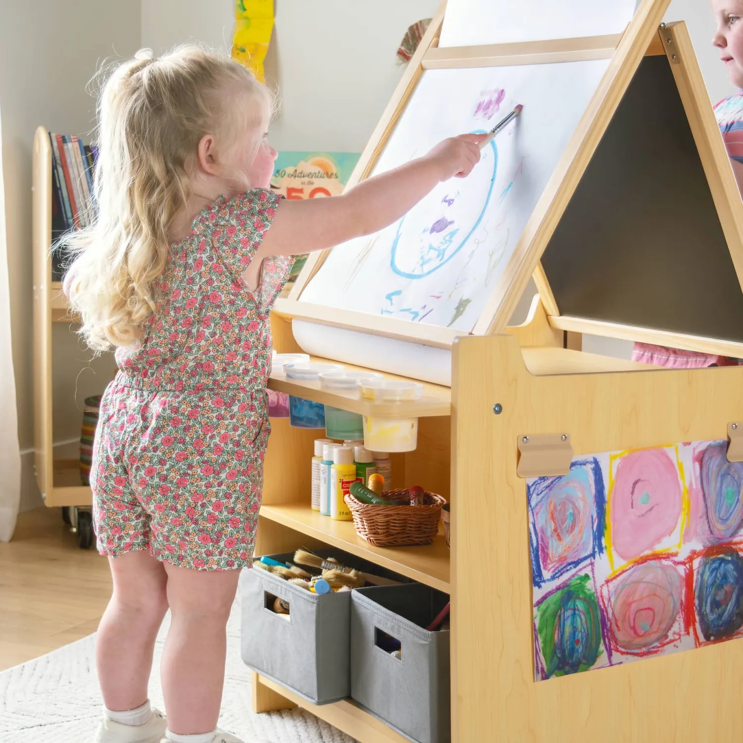 Guidecraft Kids Desk to Easel Art Cart tekentafel naturel 24 inch