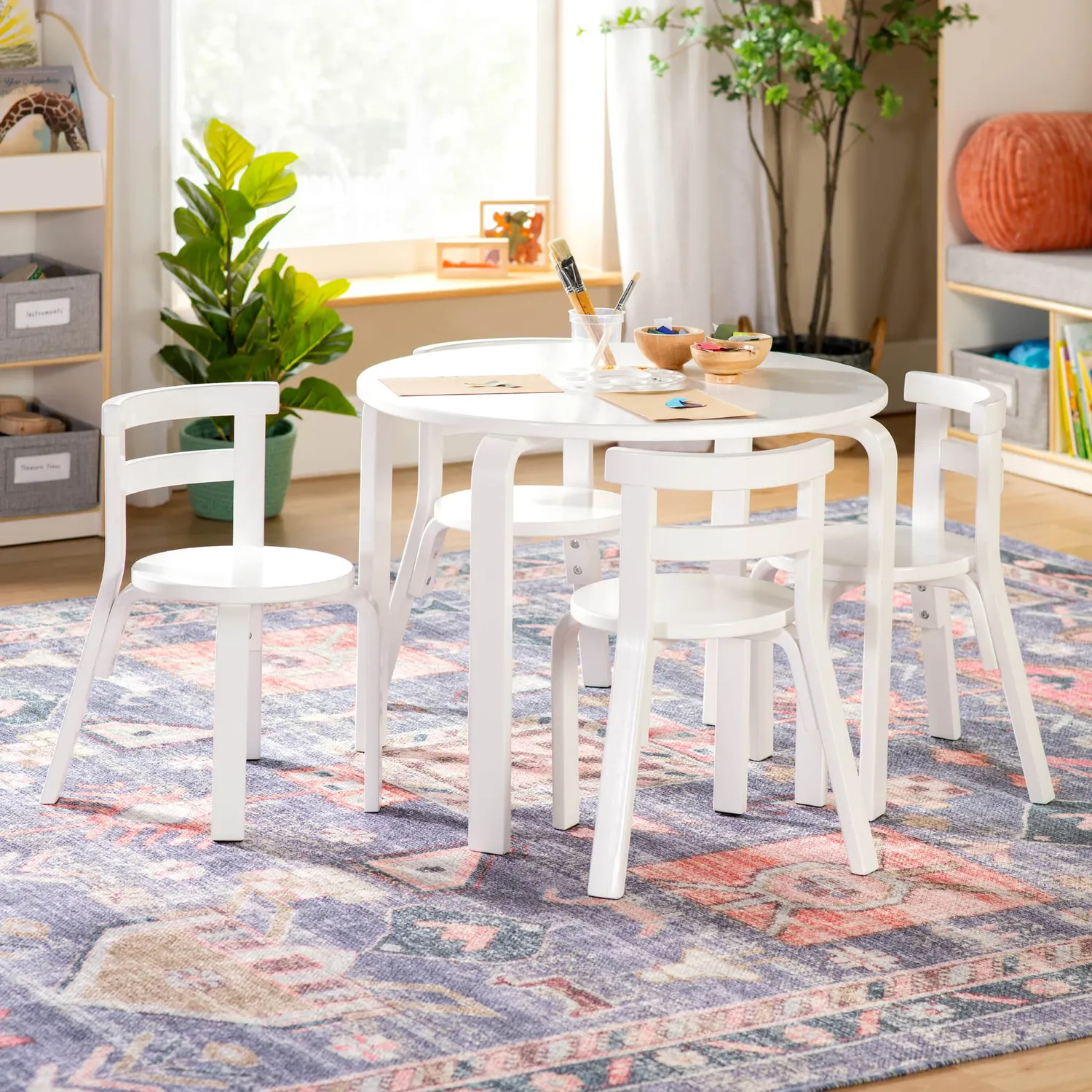 Guidecraft Nordic Tafel met 4 Stoelen Kinderset Naturel Hout