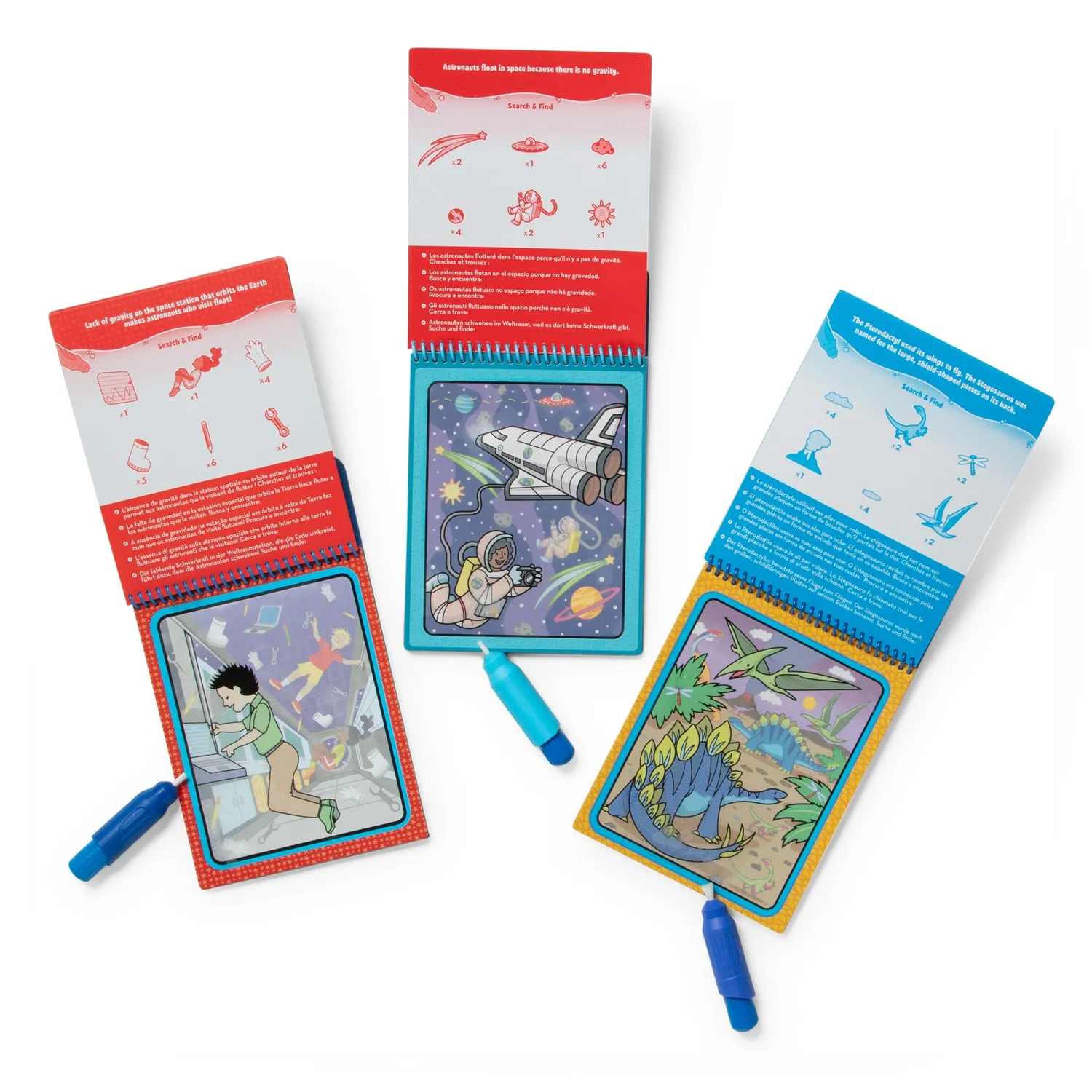 Melissa & Doug Water WOW kleurboek 3-pack dino ruimte avontuur