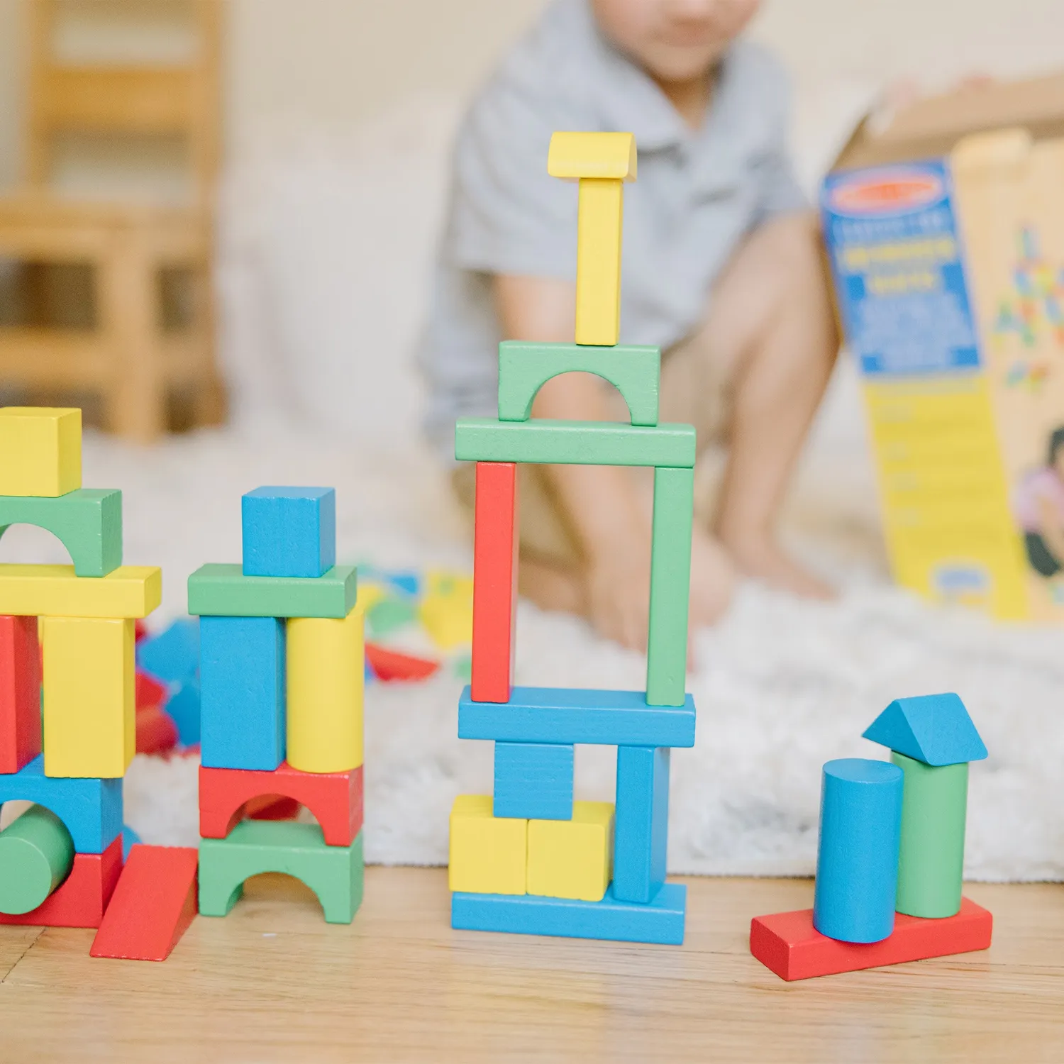 Melissa & Doug 100-Piece Wood Blocks Set blokken 100-delig kleur