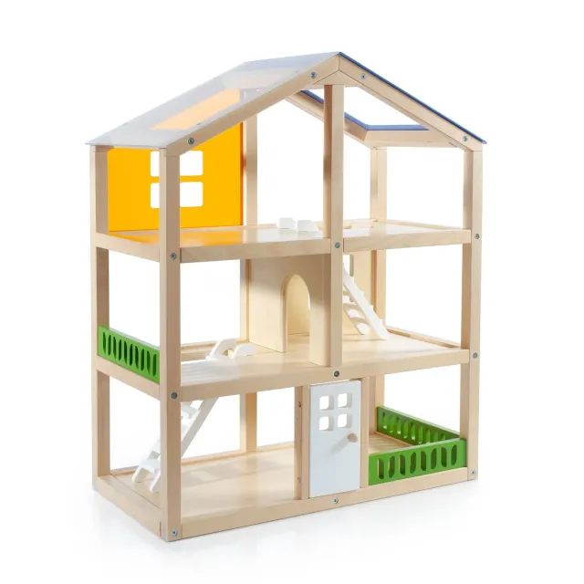 Guidecraft Modern Home Dollhouse poppenhuis hout 3 etages