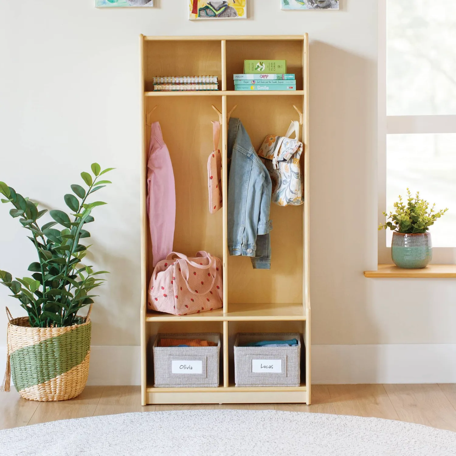 Guidecraft EdQ 2-Section lockerkast bankje naturel