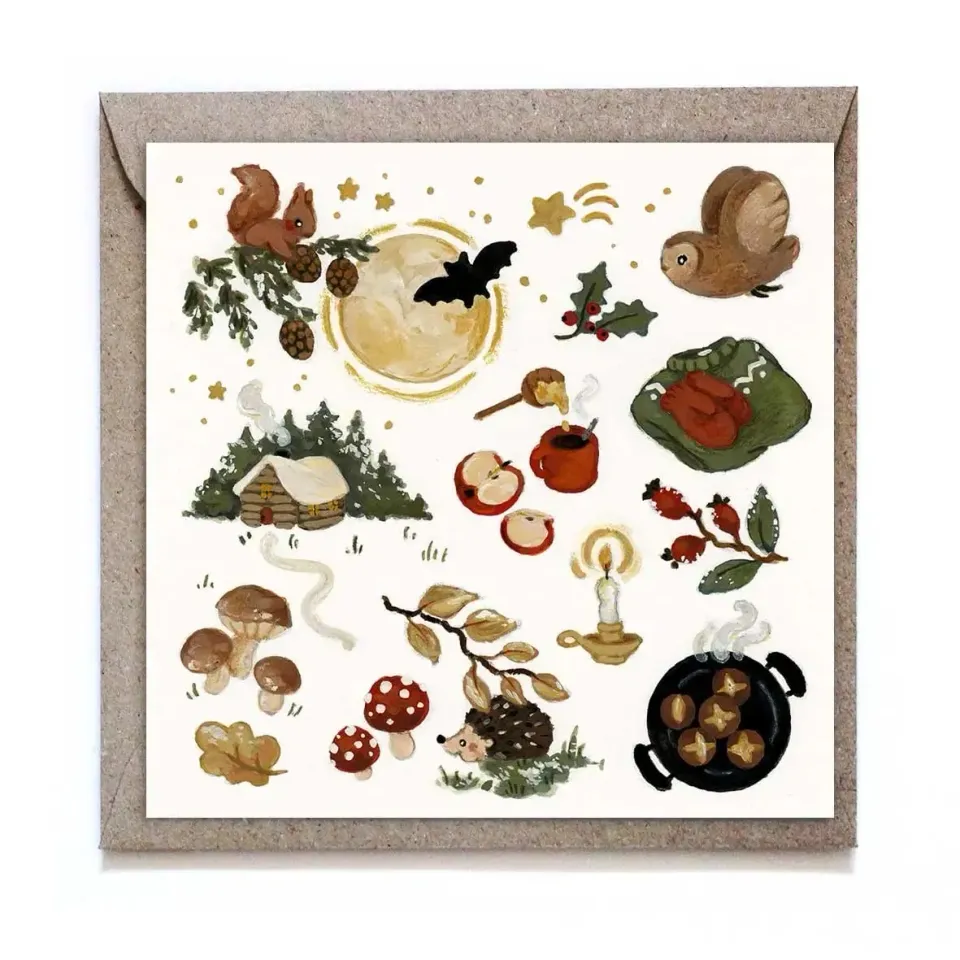 Ginger Fairy Home in the woods wenskaart 12x12 cm met envelop