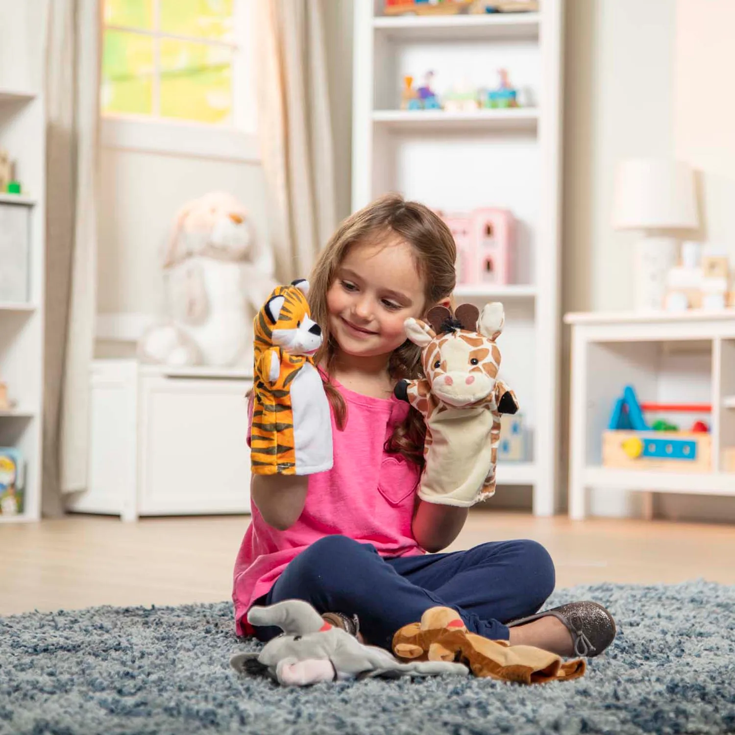 Melissa & Doug Zoo Friends handpoppen 4 stuks wasbaar