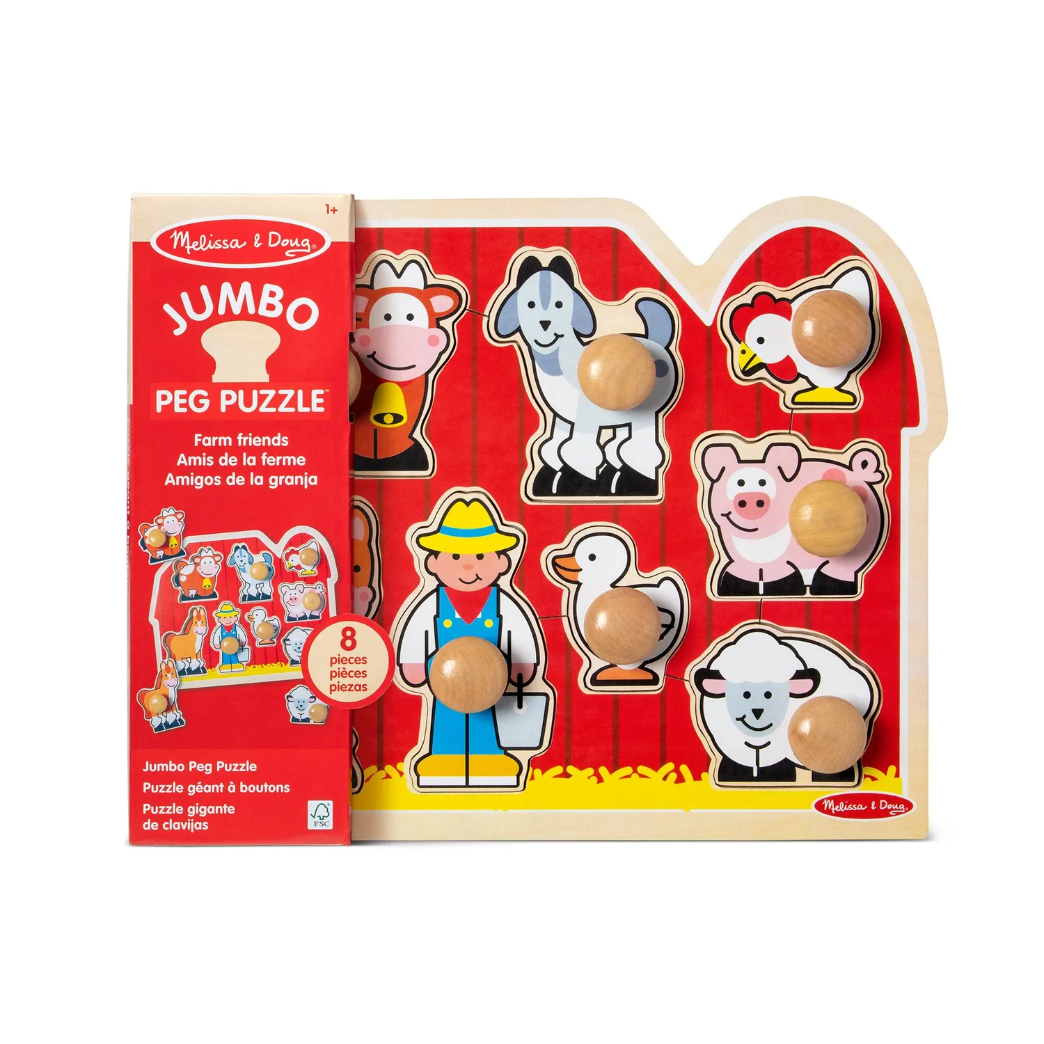 Melissa & Doug Farm Friends Jumbo puzzel 8 stukjes hout