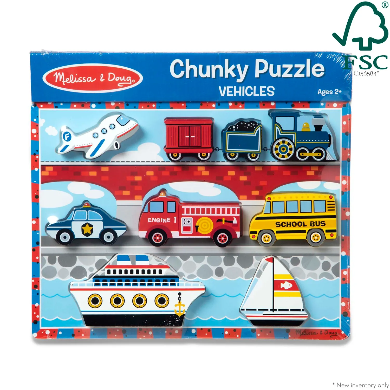 Melissa & Doug Vehicles Chunky Puzzle houten puzzel 9 stuks