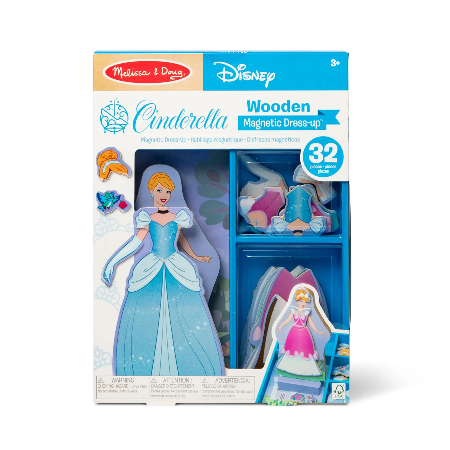 Melissa & Doug Disney Cinderella magnetische aankleedpop hout 30-delig